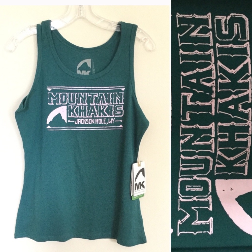 MOUNTAIN KHAKIS NWT Drawn Logo Tank Wyoming Sz Medium